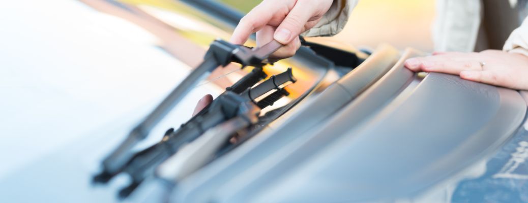 windshield wiper blades of a car