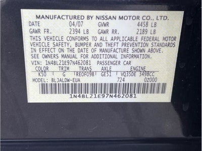 2007 Nissan Altima 3.5 SE Sedan 4D